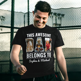 Camiseta Pai Incrível Colagem de Fotos Personalizada & Nome