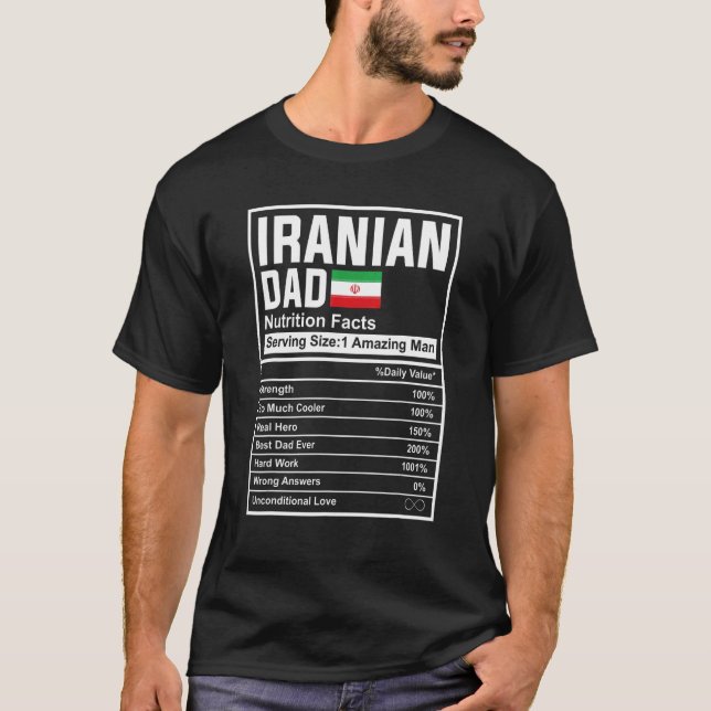 Camiseta Pai Iraniano Fatos de Nutrição Dia de os pais Nati (Frente)