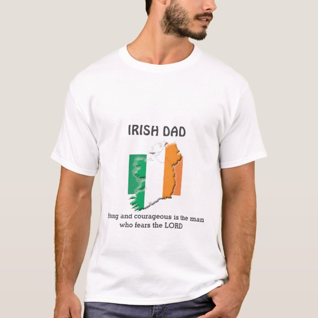 Camiseta Pai IRISH Personalizado Forte e Corajoso (Frente)