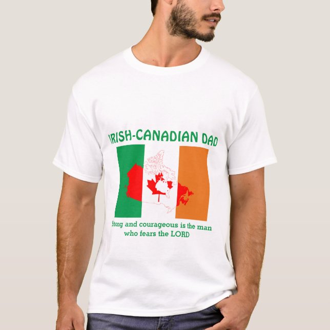 Camiseta PAI IRLANDÊS CANADIANO Forte e Corajoso Personaliz (Frente)