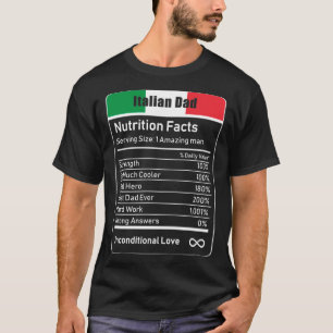 Camiseta Pai Italiano Fatos Nutrição Dia de os pais Dadd