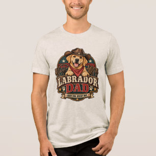 Camiseta Pai Labrador Caubói Ocidental Bom Cachorro Grande