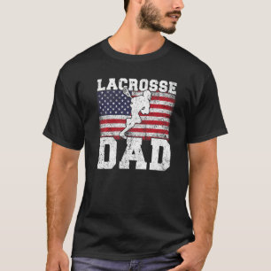 Camiseta Pai Lacrosse Do Jogador Vintage Usa Flag Lacrosse