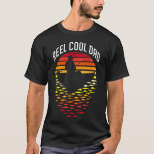 Camiseta Pai Legal de Carretel Pesca Pôr do Sol Retrô Diver