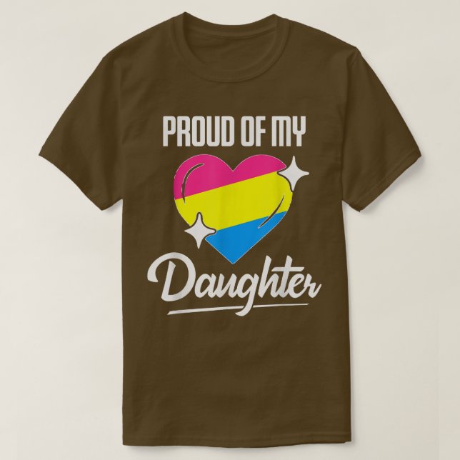 Camiseta Pai LGBT Mãe Coração Orgulhosa de Minha Filha Pans (Frente do Design)