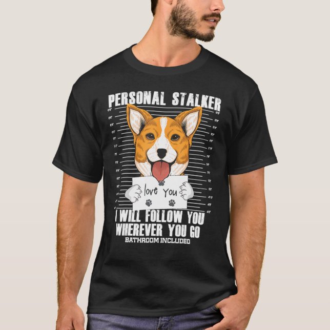 Camiseta Pai Mãe Cão Corgi Stalker (Frente)
