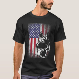 Camiseta Pai Mãe do Cão Pastor Alemão 4 de Julho Bandeira A