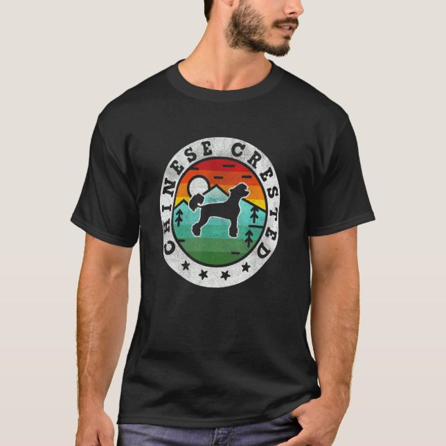 Camiseta Pai-mãe do cão-retrô chinês conservado (Frente)
