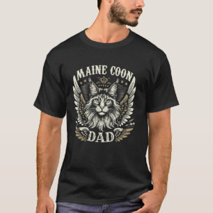 Camiseta Pai Maine Coon Asas de Motoqueiro Amante de Motoci