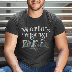 Camiseta Pai Mais Incrível do Mundo com 3 molduras para fot