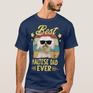 Camiseta Pai Maltês Vintage Óculos de sol Engraçado Maltês 