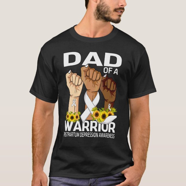 Camiseta Pai Mão De Um Guerreiro Pós-Parto Depressão Awaren (Frente)