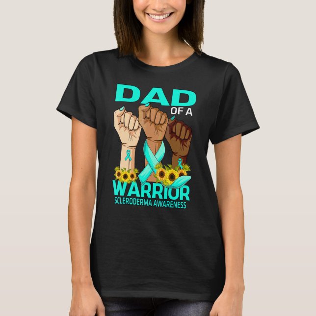 Camiseta Pai Mão De Um Guerreiro Scleroderma Sensibilização (Frente)