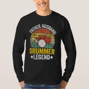 Camiseta Pai Marido Baterista Lenda Bateria Vintage D