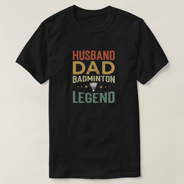 Camiseta Pai Marido Legenda de Badminton Marido Presente, P (Frente do Design)