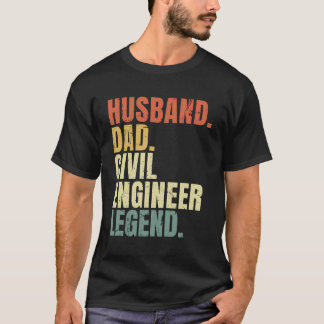 Camiseta Pai Marido Legenda Do Engenheiro Civil Funny Vinta
