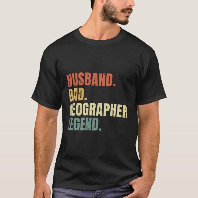 Camiseta Pai Marido Legenda Geográfica Funny Vintage Padre (Frente)