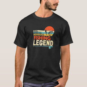 Camiseta Pai Marido Lenda da Pesca Pôr do Sol Retro Gordo