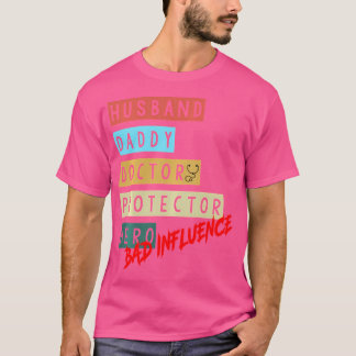 Camiseta Pai Marido Médico Protetor Hero Influência Má
