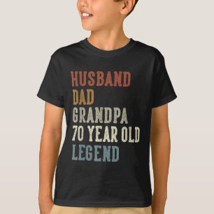 Camiseta Pai Marido Vovô, 70 Anos 70 de Legenda Birthd