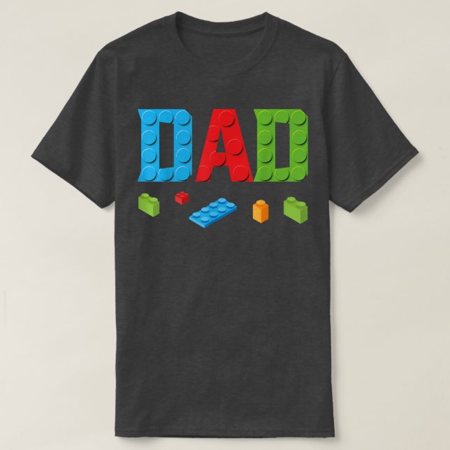 Camiseta Pai Master Builder Building Bricks Blocks Família  (Frente do Design)