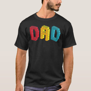 Camiseta Pai Master Builder Building Bricks Blocks Família 