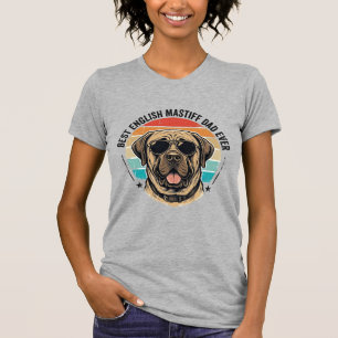 Camiseta Pai Mastiff Inglês Desenho Vintage Pôr do Sol Cão