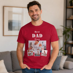 Camiseta Pai melhor colagem de fotos vermelho