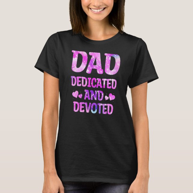 Camiseta Pai Mens Dedicado E Devotado Dia de os pais Feliz (Frente)