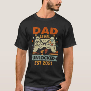 Camiseta Pai Mens Ki Vintage Nível Desbloqueado Est 2021 C