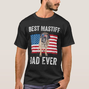 Camiseta Pai Mens Mastiff Pai Americano Flag Inglês Masti