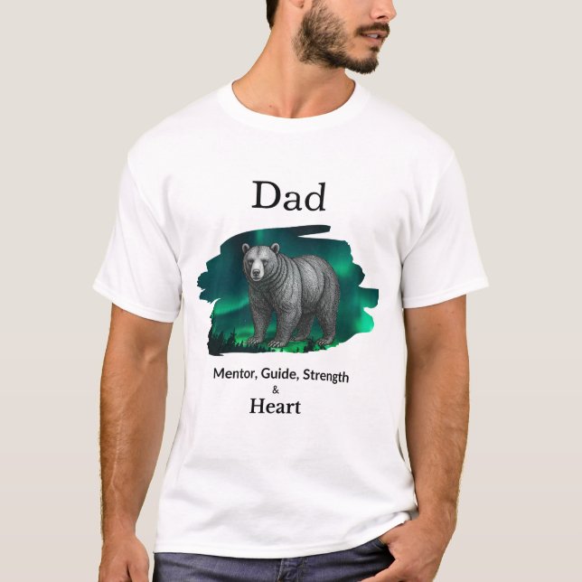 Camiseta Pai Mentor, Guia, Força e Coração Urso (Frente)