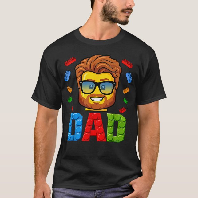 Camiseta Pai Mestre Construtor Blocos de Construção Tijolos (Frente)