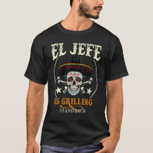 Camiseta Pai mexicano Playera El Jefe Griling em segundo pl