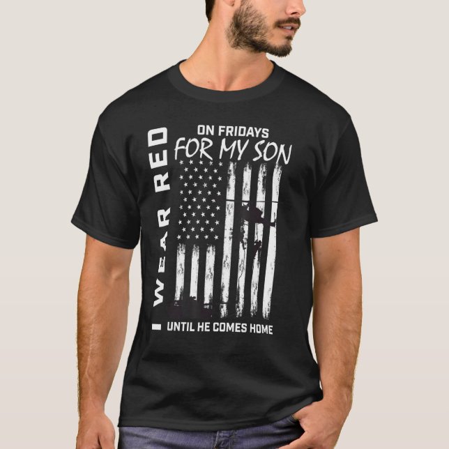 Camiseta Pai Militar Mãe Eu Visto Vermelho Na Sexta-Feira,  (Frente)