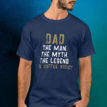 Camiseta Pai Mito Legenda Café Viciado Engraçado<br><div class="desc">Homem pai Mito Lenda Café Viciado Em Camiseta Dia de os pais Engraçada. Camiseta Dia de os pais engraçada com uma citação humorística de Pai,  o Homem,  o Mito,  a Lenda,  o Viciado em Café. O texto está em tipografia moderna e ousada,  a azul.</div>