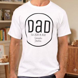 Camiseta Pai Moderno Estabelecido Nomes Simples dos Filhos