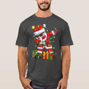 Camiseta Pai Natal a dançar Dabbing Luzes da Árvore de Nata