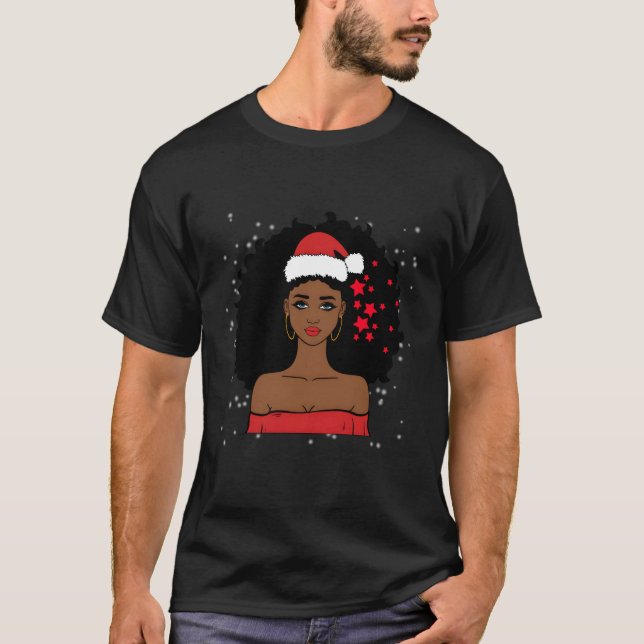 Camiseta Pai Natal Africano Americano (Frente)