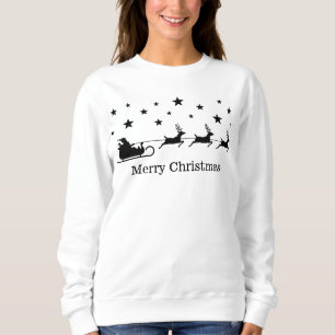 Camiseta Pai Natal Preto Trenó E Veado & Texto Feliz Natal