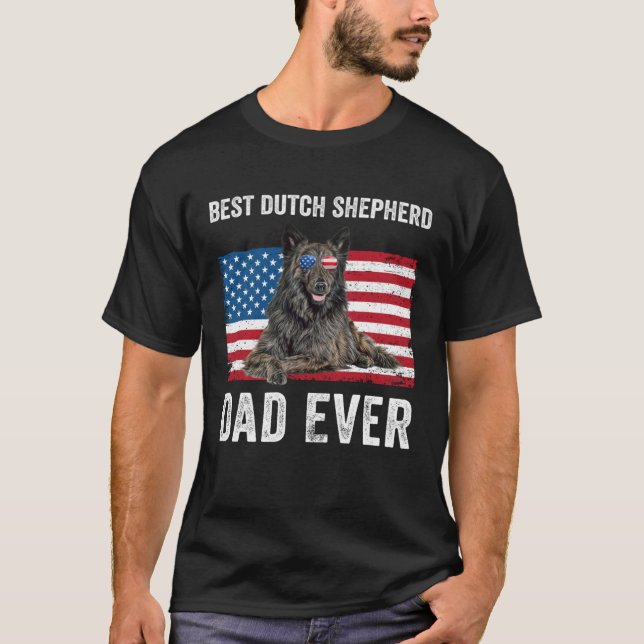 Camiseta Pai neerlandês Shepherd American Flag Dono Padre (Frente)