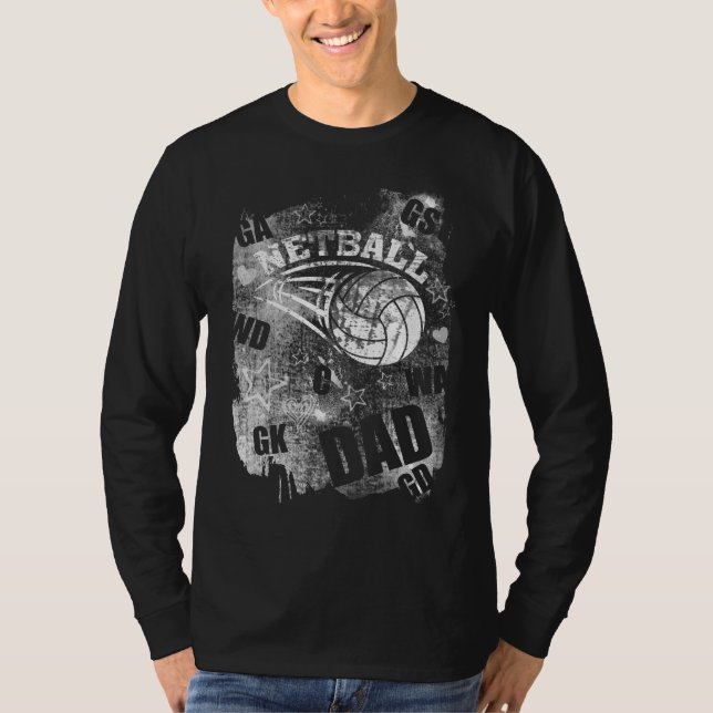 Camiseta Pai Netball, Negra Grunge Netball (Frente)