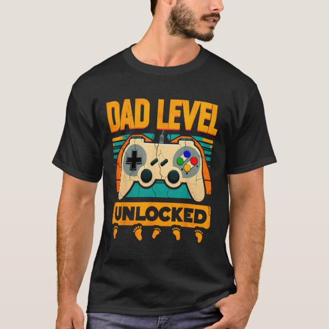 Camiseta Pai Nível Desbloqueado Pai&# Novo papai do Dia (Frente)