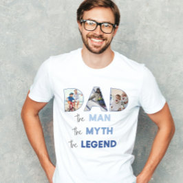 Camiseta PAI O Homem Mito Legenda Azul Gradiente Foto