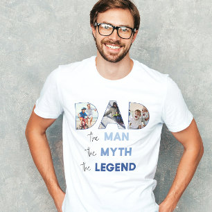 Camiseta PAI O Homem Mito Legenda Azul Gradiente Foto