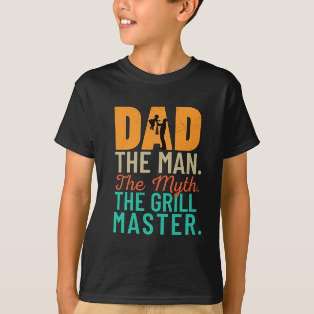 Camiseta Pai: O Homem. O Mito. O Mestre da Grill (Frente)