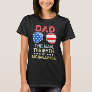Camiseta Pai Óculos De Sol Bandeira Americana O Homem O Mit