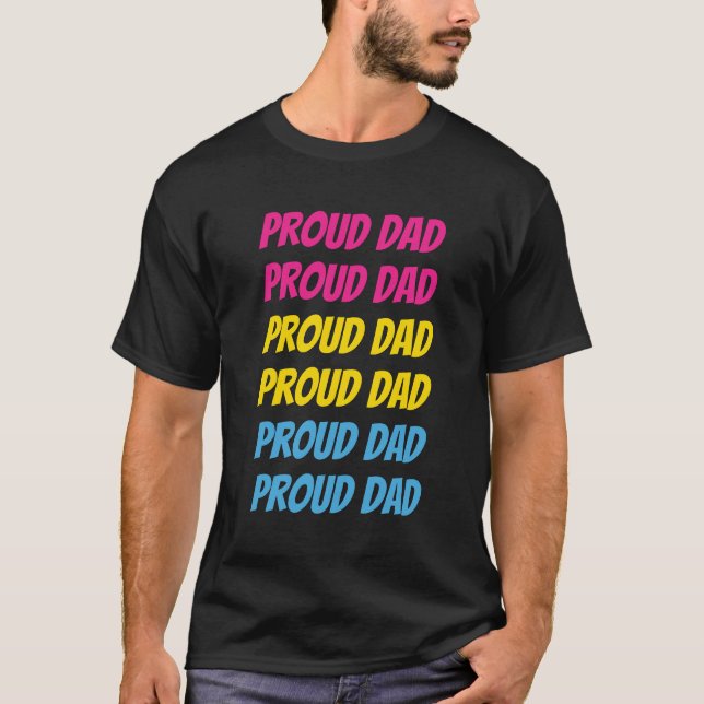 Camiseta Pai Orgulho Pansexual LGBTQ Repetitivo (Frente)