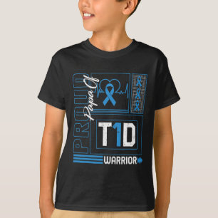 Camiseta Pai Orgulhoso Da Fita De Guerreiro T1d Conscientiz