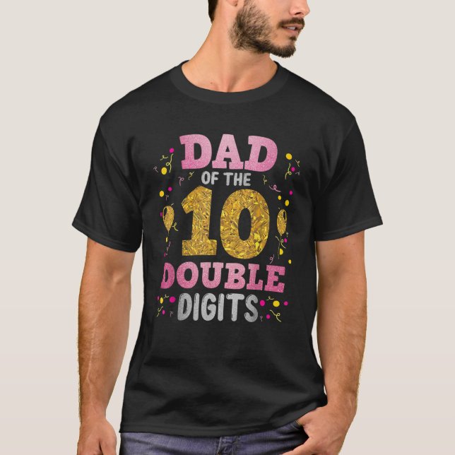 Camiseta Pai Orgulhoso Da Garota De Aniversário Do Duplo Dí (Frente)